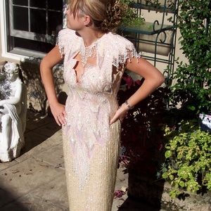 SEXY - BLUSH COLORED BEADED GOWN